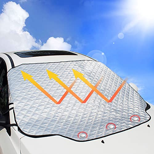 Bigmeda Auto Frontscheibe, Frostschutz Magnet Scheibenabdeckung Faltbare Autoscheibenabdeckung Winter Windschutzscheibenabdeckung Eisschutz Frontscheibenabdeckung für Auto (138x112cm)