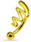 Monster Piercing 18K Gelb Gold plattiert Zig Zag 925 Sterlingsilber mit 16 Gauge chirurgischen Stahl Banane Augenbrauen Piercing Bar