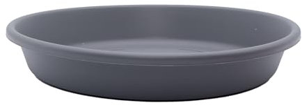 The HC Companies Sottovaso rotondo classico in plastica da 25,4 cm, per interni ed esterni, 27,3 x 27,3 x 4,4 cm, grigio caldo