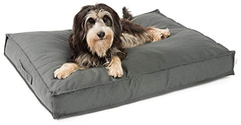 JAMAXX Premium Hundekissen - Orthopädisch Memory Schaumstoff-Flocken, Waschbar Abnehmbarer Bezug Wasserabweisend - Hundebett mit Canvas Stoffbezug PDB1007 (M) 90x70 grau