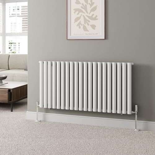 DuraTherm® 600 x 1200mm White Horizontal Designer Radiator Single Column Oval Tube Modern Central Heating Panel Bathroom Radiators