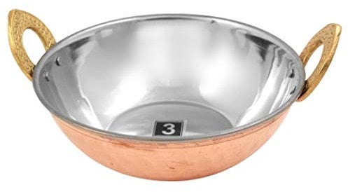 New 17CM BALTI Dish KARAHI Metal Curry Serving Copper Dishes Stainless Steel