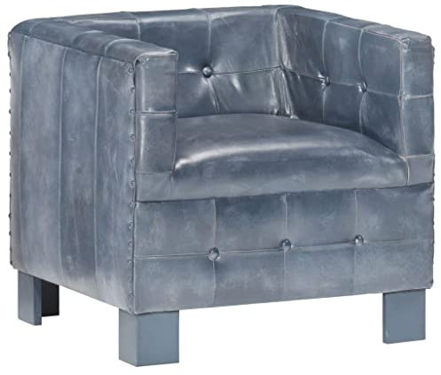vidaXL Sessel Clubsessel Loungesessel Cocktailsessel Relaxsessel Polstersessel Armsessel Ledersessel Ruhesessel Grau Echtleder 63x58x58cm