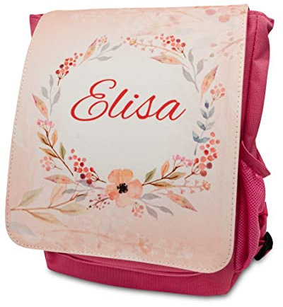 Unikatolo Kinderrucksack mit Name bedruckt | Blumen | mit Brustgurt | Personalisierter Kindergartenrucksack | Kita-Tasche Geschenkidee Kindergeburtstag Mädchen - Rosa Pink