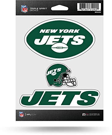 Rico Industries Aufkleberbogen, NFL New York Jets, ausgestanzter Triple-Spirit-Stickerbogen, Einheitsgröße, 3-teilig