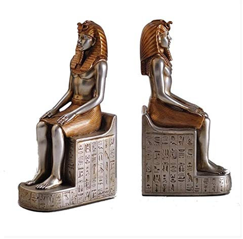 Desktop-Skulptur Ägyptischer König Pharao-Skulptur Buchstützen 2 Stück/Set Antike Harz Handwerk Skulptur Atlas Buch Endkunst Home Desktop Dekoration Zubehör Figuren