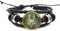 Armband aus Leder und Glas Loki Helm des Gottes der Täuschung (Bronze)