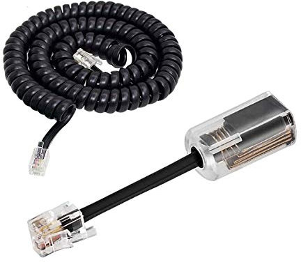 SHONCO Phone Cord Detangler, Black Telephone Handset Cord 10 Ft Uncoiled/1.2 Ft Coiled and Black Extended 360°Rotating Telephone Phone Cord Detangler Landline Telephone Accessory