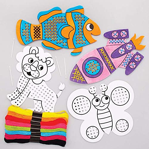 Baker Ross FE498 Ausmal-Kreuzstich-Sets, Nähen für Anfänger, zum Selbermachen, für Kinder, Kreuzstich für Kinder, 8 Stück