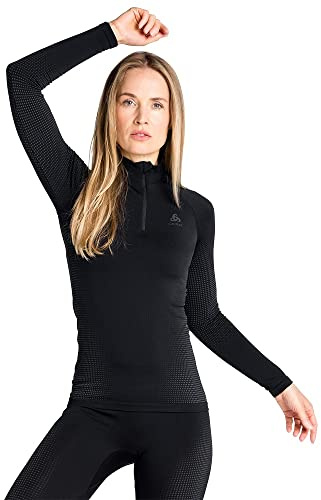 Odlo Damen Performance Warm_196221 Funktionsunterwäsche Langarm Shirt mit Reißverschluss (1er Pack)