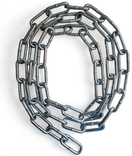 Heavy Duty Galvanised Metal Link Chain Thick Stainless Steel for Bike Lock Padlock Security Gate Fence Gym Weight Lifting Extra Strong Long Length Welded Hot Metal Dipped Polished (6MM, 5 Metre)