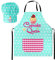 Kochmütze + Kochschürze Set 2tlg. Für Kinder Jungen und Mädchen Kochhaube Schürze mit Klettverschluss Cupcake [099]