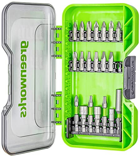 Greenworks Puntas de destornillador endurecidas (juego completo de 20 piezas de puntas de pico y clic adecuadas para todos los destornilladores inalámbricos)