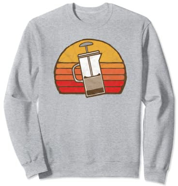 Cafetière à piston vintage et soleil des années 80 Sweatshirt