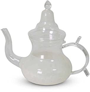 Safaary Théière marocaine de Verre Transparent-Blanc, (SFTHP00002)