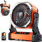Ventilador LED de camping con luz, 20000 mAh, recargable, alimentado por batería, ventilador de tienda de campaña al aire libre con luz y gancho, 4 velocidades, ventilador de escritorio USB personal