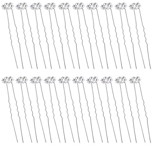 20 StüCk Kristall Haarnadel Braut Haarnadel Hochzeit Brautjungfer Haarnadel U Form Weiß Strass Haarnadel Frauen MäDchen Haarnadel Geeignet FüR Party, Hochzeit, Abschlussball, Alltag (6.5 * 1cm)