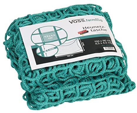 VOSS.farming Rechteckiges Heunetz, Heunetz-Tasche, 150x90cm, Maschenweite 4,5x4,5cm, Heusack, Heutasche, Futtersparnetz