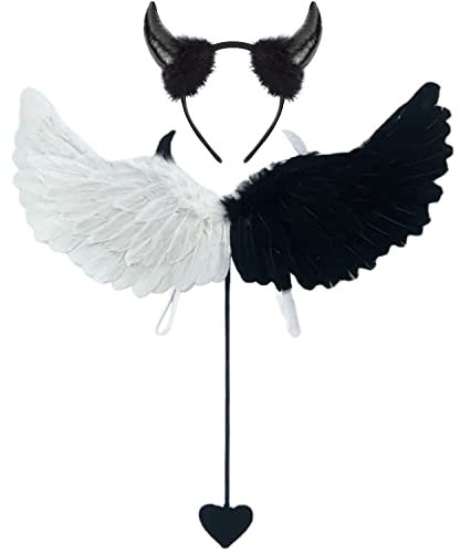 Teufelskostüm für Damen,Teufel Kostüm 60 cm,Dunkler Engel Kostüm,Teufel Kostüm Damen,Halloween Flügel,Teufels Flügel,Teufel Flügel Kostüm Damen,für Karneval,Fasching,Mottoparty,Hallowee