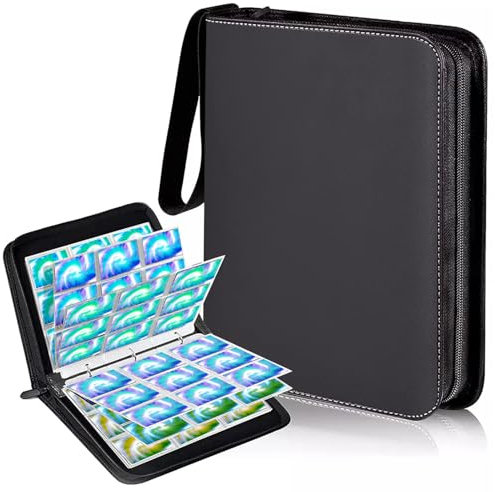 Sammelkarten album,900 Karten karten sammelalbum,9 Taschen,50 Seiten,wasserfeste PU-Karten Sammelmappe mit Reißverschluss,Sammelkartenordner zum Sammeln von TCG-Karten