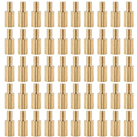 YOKIVE 55 Pcs M2 Standoff Screws, Brass Knurled PCB Standoffs, Keep Height Consistent, Great for Motherboard (Gold Tone, 5mm+3mm)