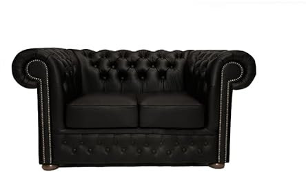 Chesterfield Sofa First Class - The Chesterfield Brand | 2 Sitzer Sofa | 100% Leder, handgefertigt, Original Chesterfield | Breite 150 cm | Mattschwarz