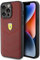 CG MOBILE Ferrari Phone Case Compatible with iPhone 15 Pro Max in Red with Stitched Lines, Real Leather Protective & Durable Case with Easy Snap-on, Shock Absorption & Signature Logo
