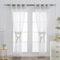 L.Z.E Gardinen Wohnzimmer Weiss Silber mit Ösen Vorhänge 245 cm Lang 2er Set Ösen Vorhang Gardine Schals Transparent Modern für Schlafzimmer Fenster Gold Weiß Ösenvorhang 140 x 245 cm Lang