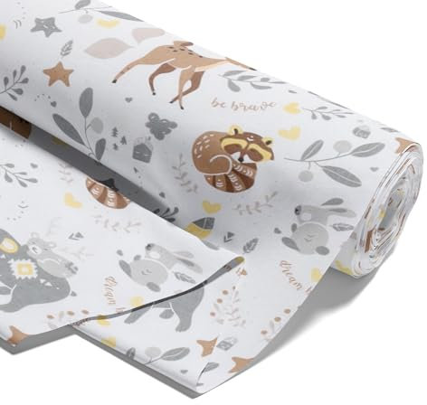 Stoff Meterware Baumwollstoff 1 M x 160 cm - Stoffe zum Nähen aus reine Baumwolle Fabric Futterstoff Dekostoff für Patchwork Canvas und Sewing Nähstoff Hirsch