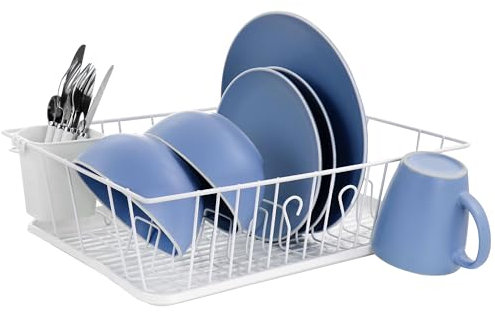 Jumbo Dish Drainer Rack with Plastic Drip Tray & Holder Sink Drying Cup Plates