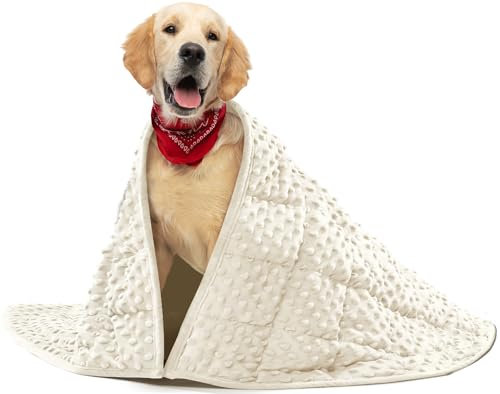 YUSRA Gewichtsdecke für Hunde, 2,7 kg, große Hundedecke, ideal für Gewitter, Feuerwerk, Trennung, Reisen und Camping, Hundebettdecke, maschinenwaschbar (Beige, 101,6 x 119,4 cm)