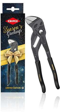 KNIPEX 86 01 180 XMAS Zangenschlüssel, limitierte Edition, 180 mm, Zangen und Schraubenschlüssel, verstellbarer Schraubenschlüssel, schwarzer Griff und Golddruck