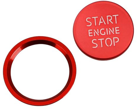 KUNIO Startknopf Aufkleber für Audi A4 A6 A5 Q5 A7 Q7 - Zündung Schalter Abdeckung, Start Taste Trimm Dekor, Dekorationsring 2PCS Rot