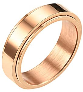 KnBoB 6MM Titan Herren Damen Paar Ring Rosegold Spinner Ring Einfach Schmuck Anti-Stress Ring Größe 57 (18.1)