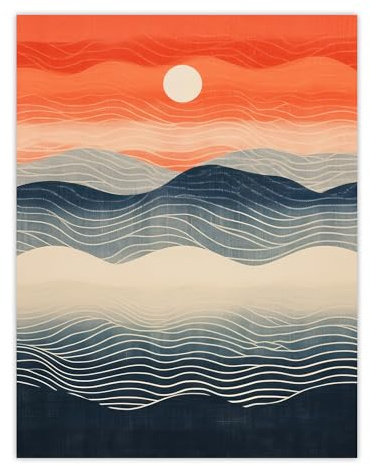Wee Blue Coo Tiefstehende Sonne, Flut, blau, orange, Meereslandschaft Ungerahmter extragroßer Druck