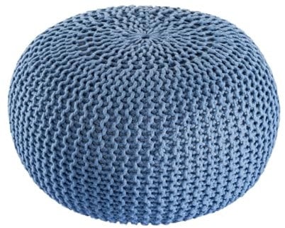 Amago home Pouf Outdoor ø 55 o. 45cm Bodenkissen Sitzpouf Hocker wetterfest pflegeleicht & nachhaltig Größe ø 55 cm, Farbe blau - Mallard Blue