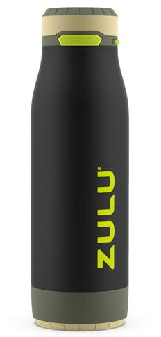 Zulu Ace 18oz Vacuum Insulated Stainless Steel Water Bottle with Chug Spout, Leak-Proof Locking Lid and Removable Base for School, Backpack, Sports, Gym, Travel, Army