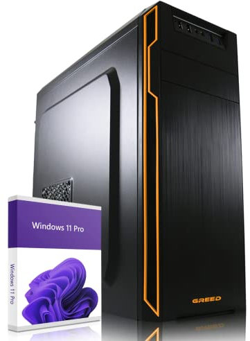 GREED® Basic 7 - Schneller PC mit Intel Core i5 - Leiser Computer + Rechner für Büro & Home Office mit 3,6 GHZ - 8GB DDR4 RAM/Arbeitsspeicher - 512 GB SSD - DVD+RW - WLAN - inkl. Windows 11 Pro