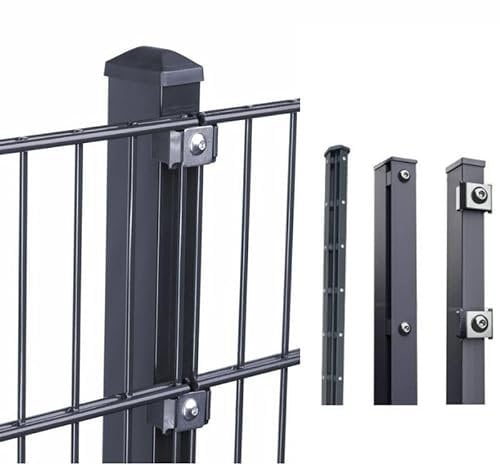 HORI® Doppelstabmattenzaun I 8/6/8 Komplettset I wahlweise mit Eckpfosten I mit Abdeckschiene oder Klemmhalter I Anthrazit I Höhe 123 cm I Länge 2 m