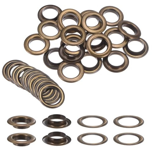 QUARKZMAN 20 Ensembles d'Œillets avec Rondelles de 20 mm, Kit d'Œillets en Métal pour Rideaux en Tissu, Ceintures en Cuir, Sacs DIY, Couleur Bronze