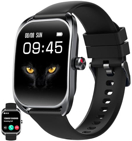 2.01 Inch AMOLED Smart Watch for Men and Women with Bluetooth Call, Smartwatch Compatible with Samsung Huawei Xiaomi Android iOS Pedometer GPS Shared Watch 123 Sports Heart Rate Monitor (Black)