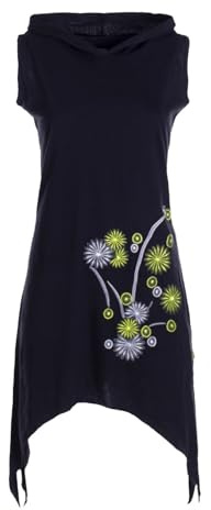 Vishes ärmelloses Damen-Kleid in Schwarz I Größe L (40) I Handgefertigt aus 100% Baumwolle I Kleid mit Kapuze I Ideal für Frühjahr & Sommer I Nachhaltige Alternative Bekleidung