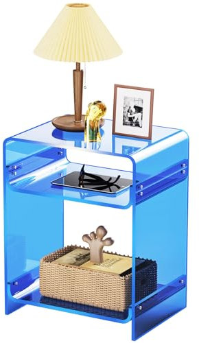 solaround Acryl Beistelltisch, Transparenter Beistelltisch, Nachttisch, 30 x 40 x 50 cm (Blau)
