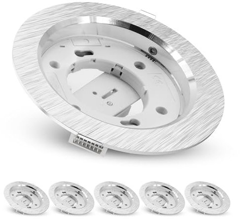 SSC-LUXon 6er Pack RX-3 Einbaustrahler 230V Alu gebürstet - Einbaurahmen Aluminium Einbauspot Rahmen rund mit Fassung für GX53