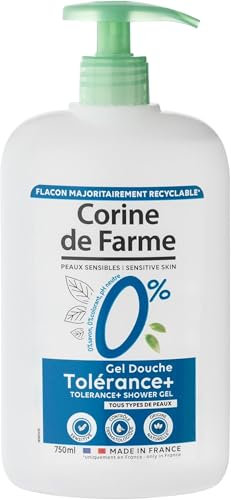 Corine de Farme - Gel doccia ipoallergenico 0% Tollerance+ - Alta tolleranza per la pelle sensibile - pH neutro, senza sapone e coloranti -750ml