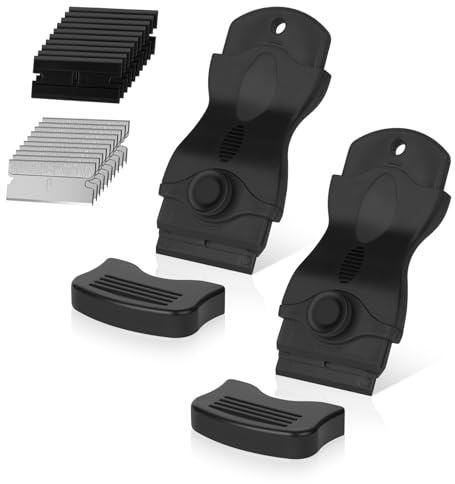 Flintronic Schaber, Keramikfeldschaber mit 20 Edelstahl & Kunststoffklingen | 2 Stück Schaber Küchenschaber Set, Keramikfeld Kratzer, Glasschaber, für Kochfeld, Backofen, Glaskeramik, Herd(Schwarz)