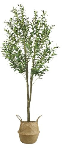 Albero di ulivo artificiale, 1,8 m di grandi dimensioni per interni, ulivo finto in vaso, per decorazione moderna della casa e regalo di inaugurazione della casa
