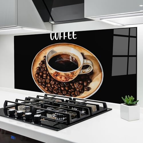 ARTHUB® Küchenrückwand aus Glas 60x120 cm, 4mm ESG | Spritzschutz, Glasplatte, Herdspritzschutz, Wandschutz für Herd, Hartglas, Lebensmittel, Kaffee, Coffe Art