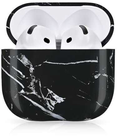 Newseego für Airpods 4 Hülle, Marmor Airpods 4. Generation Case Harte PC Schutzhülle mit Marmormuster Ultradünn Vollschutz Stoßfest für AirPods 4 Schwarz