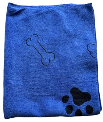 MATE FOR DOGS Haustier Badetuch Buddy Handtücher für Haustiere | Schnelltrocknendes Handtuch für Hund |Ganz Weich schnelltrocknend Handtücher für Hund & Katze 60x100 cm (Blau)